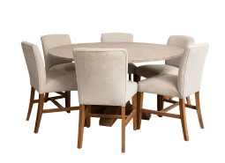 Granite dining table with dining chairs